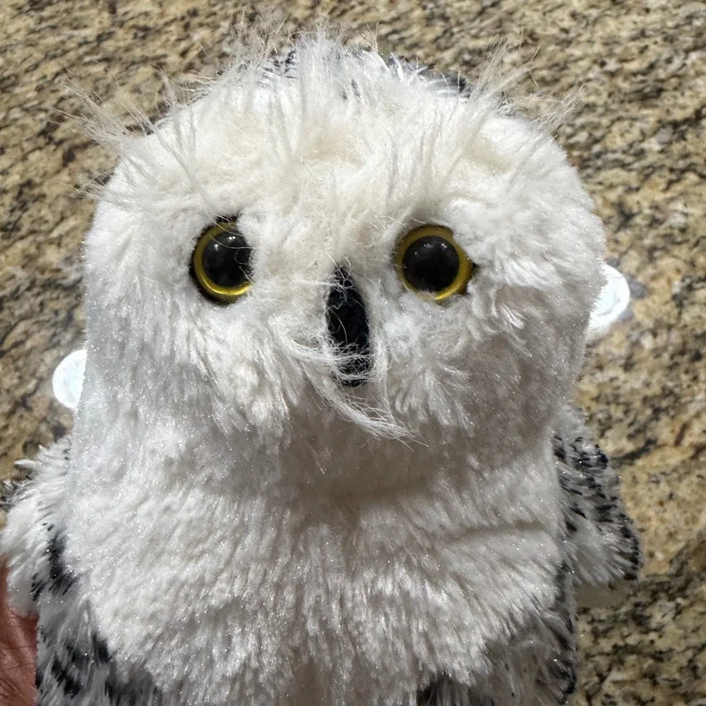 Webkinz Snowy Owl Plush Ganz HM347 White Black Speckled Bird Stuffed Animal 9.5
